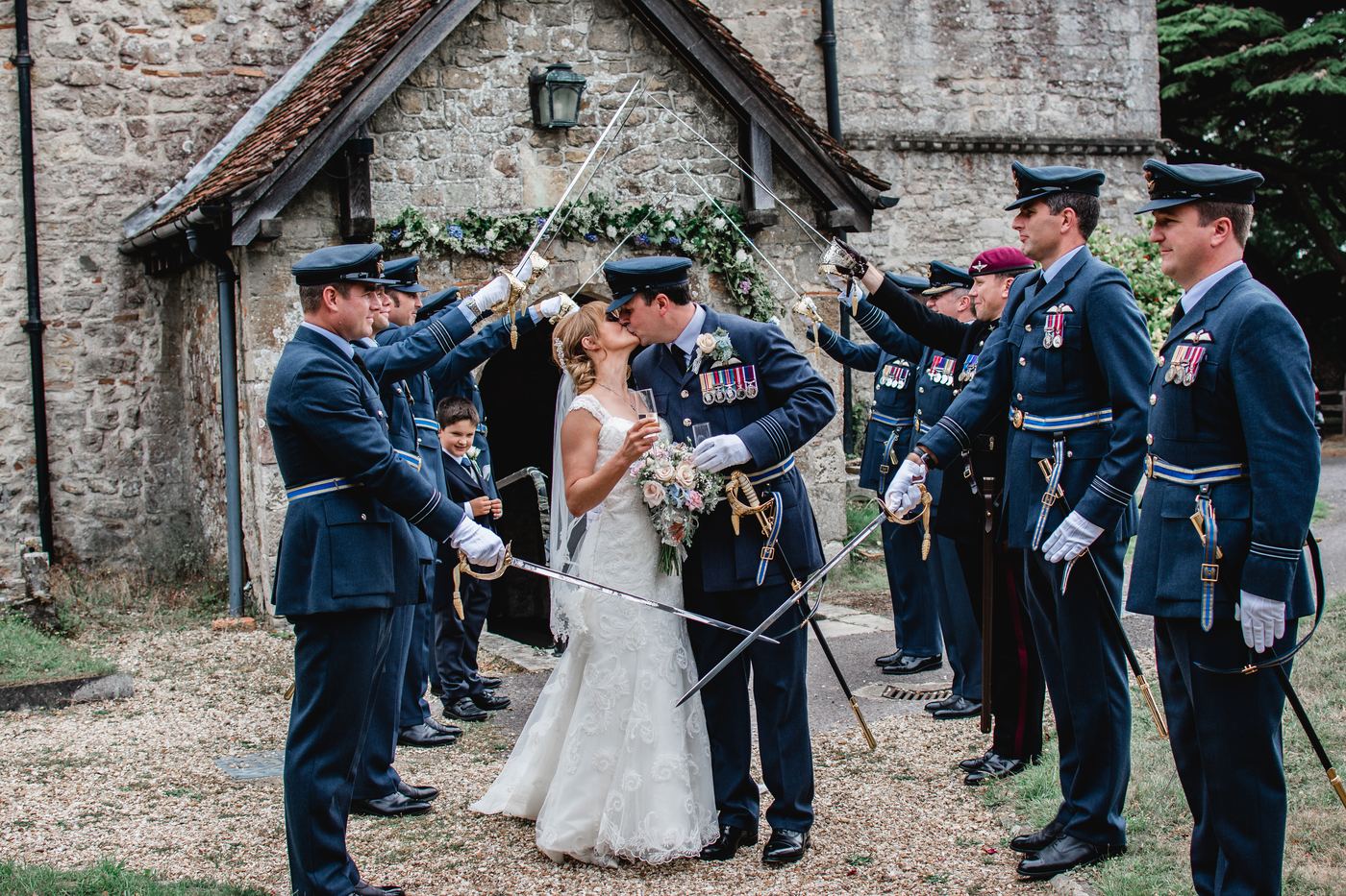 Bride and groom on their wedding day
